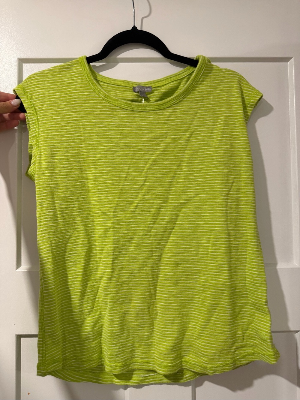 Talbots Lime Green Striped Sleeveless Tank